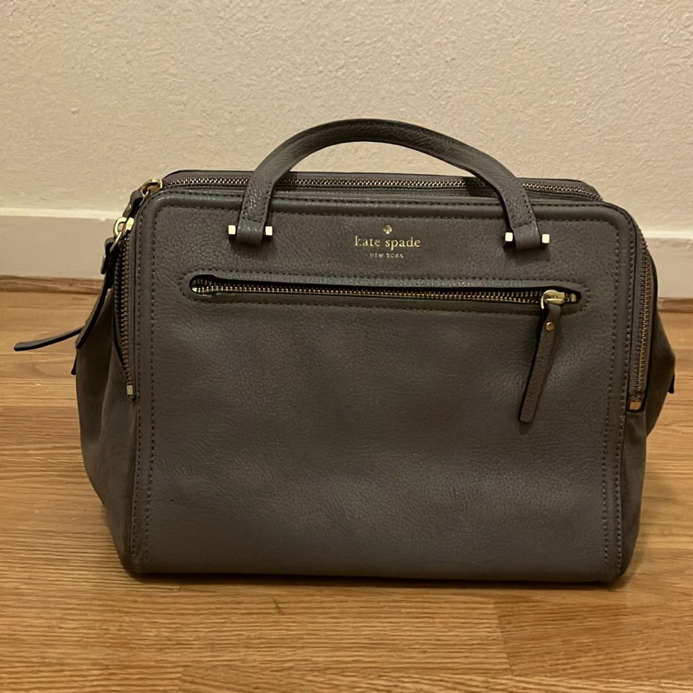 Kate Spade Leather-Suede Gray Handbag